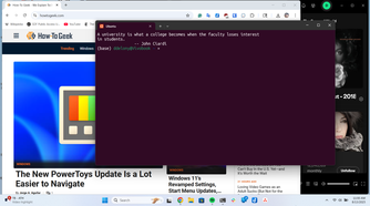 The Windows desktop with Chrome, Spotify, and WSL Linux terminal window visible.