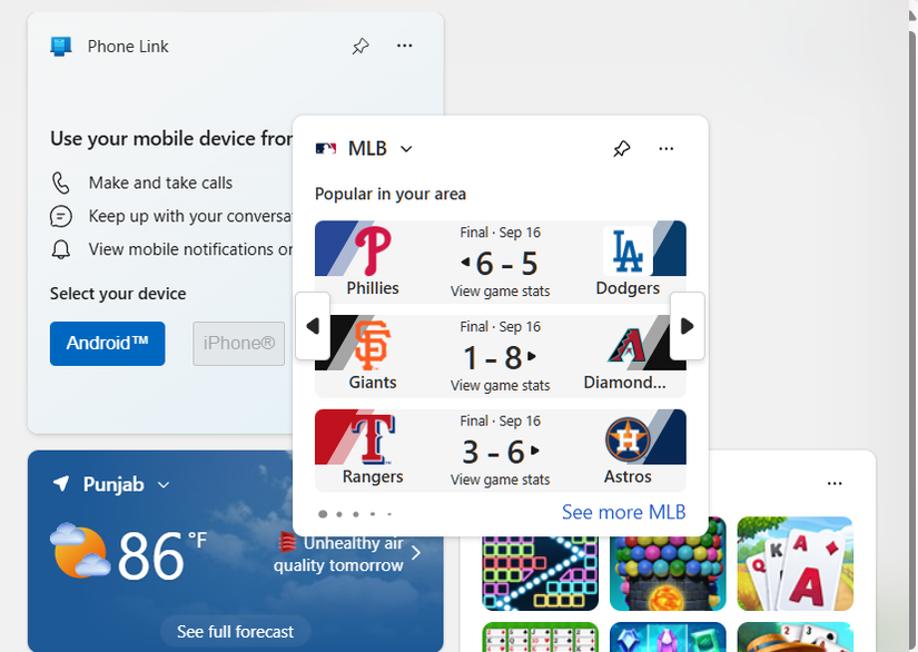 Arrastando os widgets para realocá -los no painel.