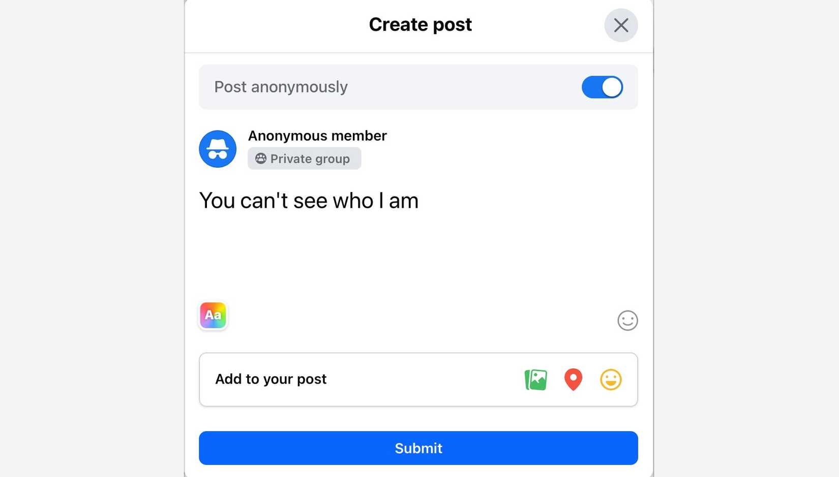 Compor uma postagem e clique 