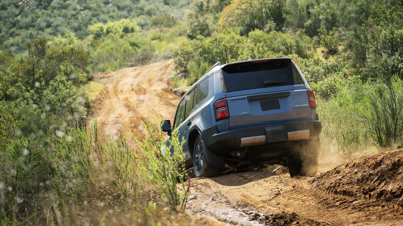 Rear 3/4 aciton shot of a 2026 Toyota Land Cruiser
