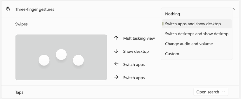 Three Finger Gestures in Windows.