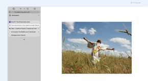 A girl running in the field in the Vivaldi Browser with the tabs moved to the left