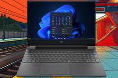 A HP Victus 15.6 inch on a caroon train station