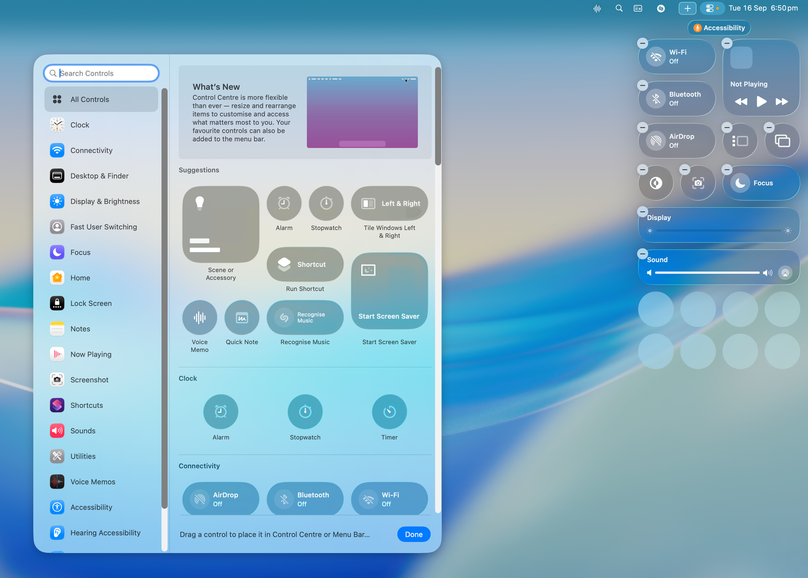 Add or remove items from the MacOS 26 menu bar.