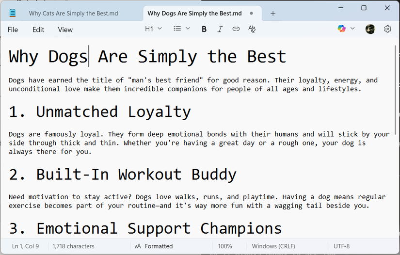 Another tab opened in Notepad