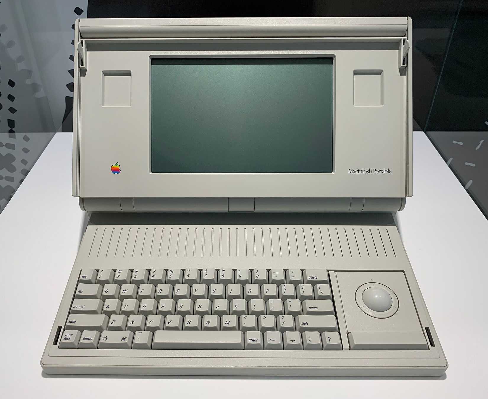 An Apple Macintosh Portable as seen in the Apple Museum in Prague.