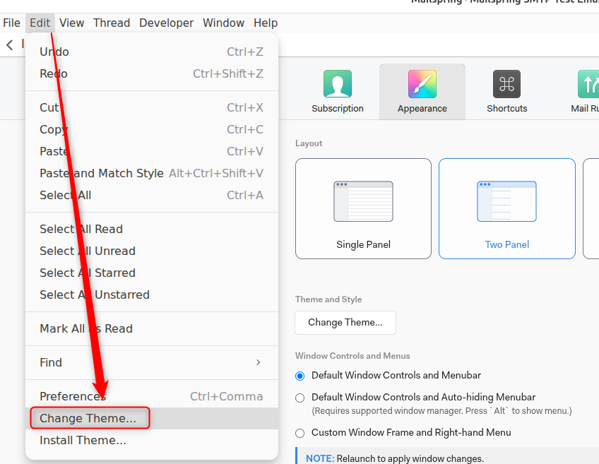 Chaning Mailspring theme.