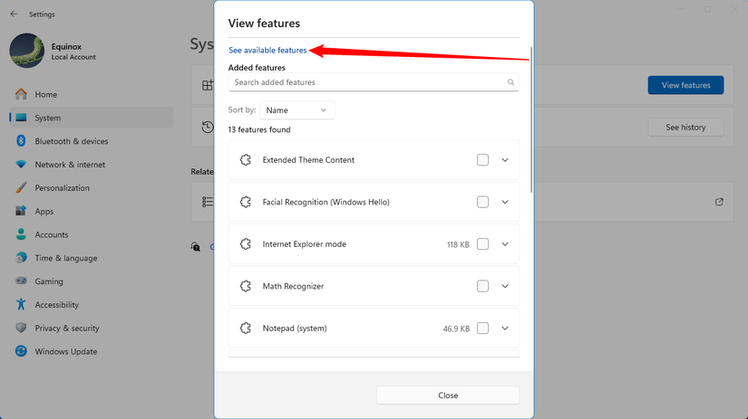 How to Install or Remove Optional Features in Windows 11