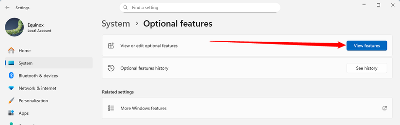 Clique no botão Exibir recursos.