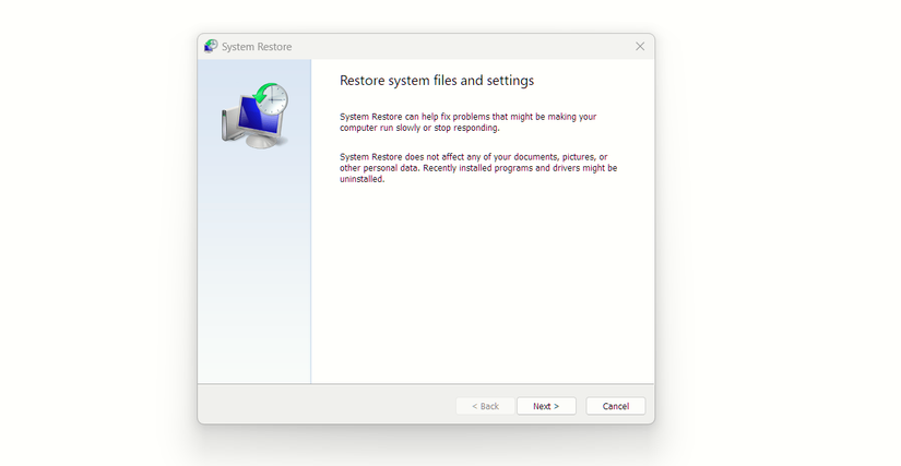Criando um ponto de restauração do sistema no Windows.