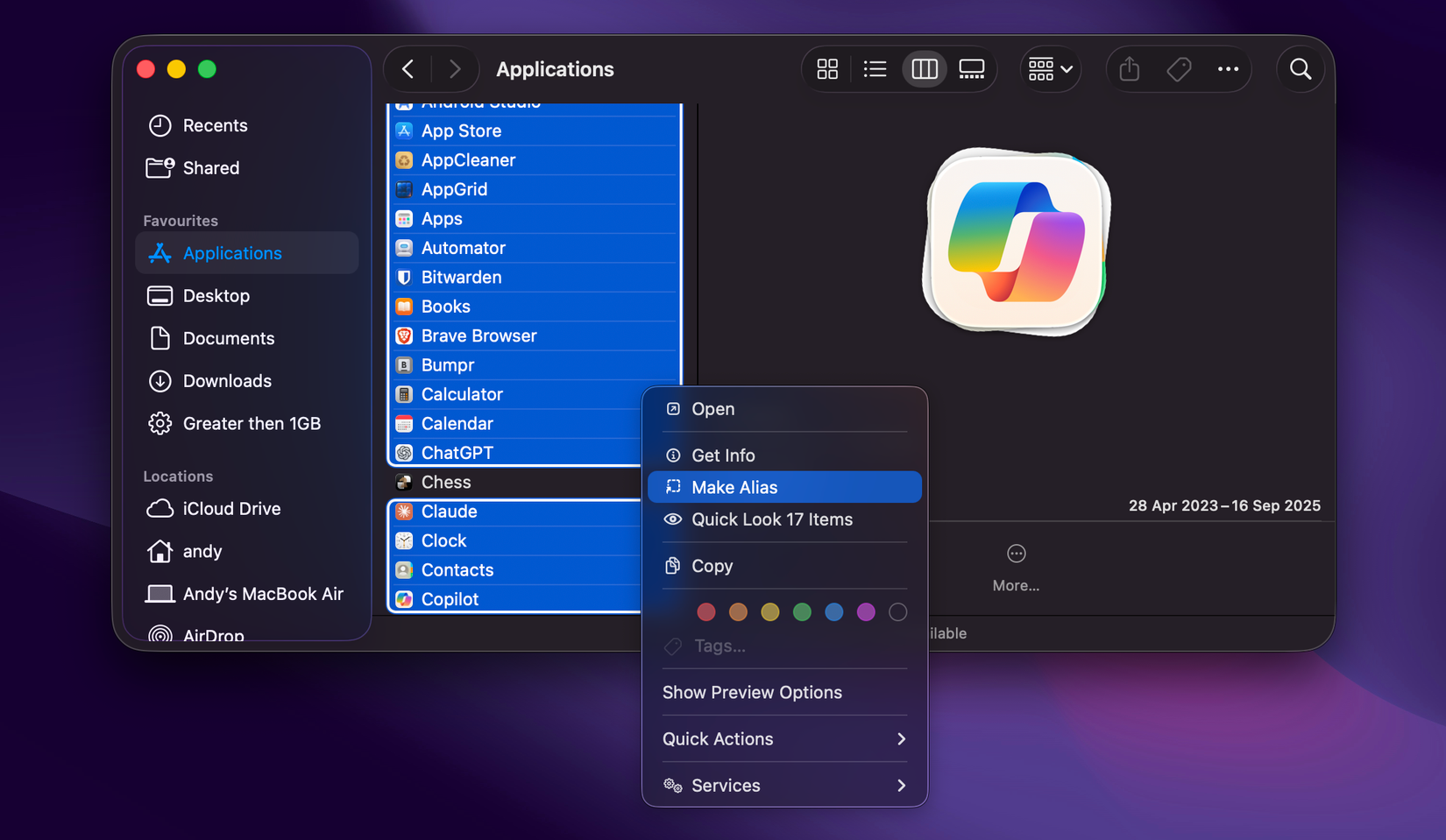 Criando aliases no macOS.