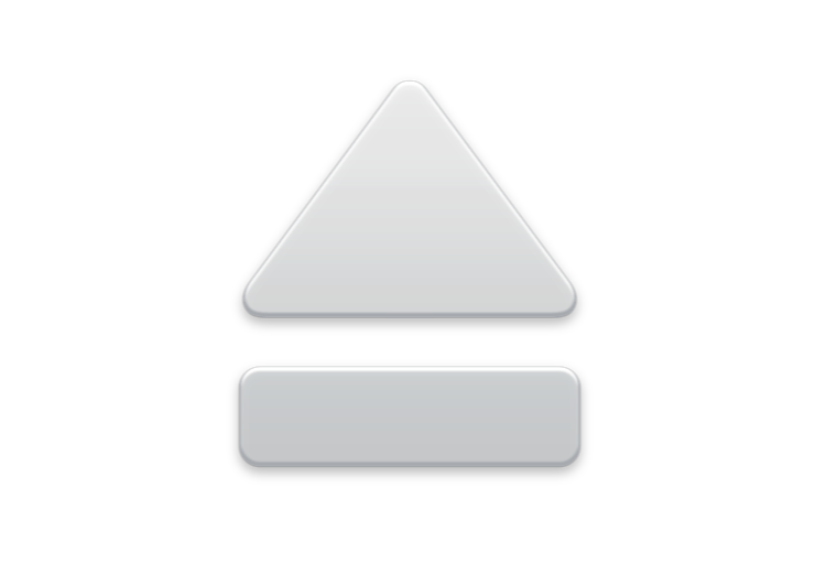 An eject button, familiar from late-20th century cassette tape and compact disc players.