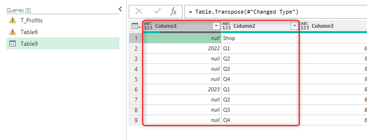 The EXCEL Energy Inquiry Editor appears for years in column 1 and a quarter in column 2.