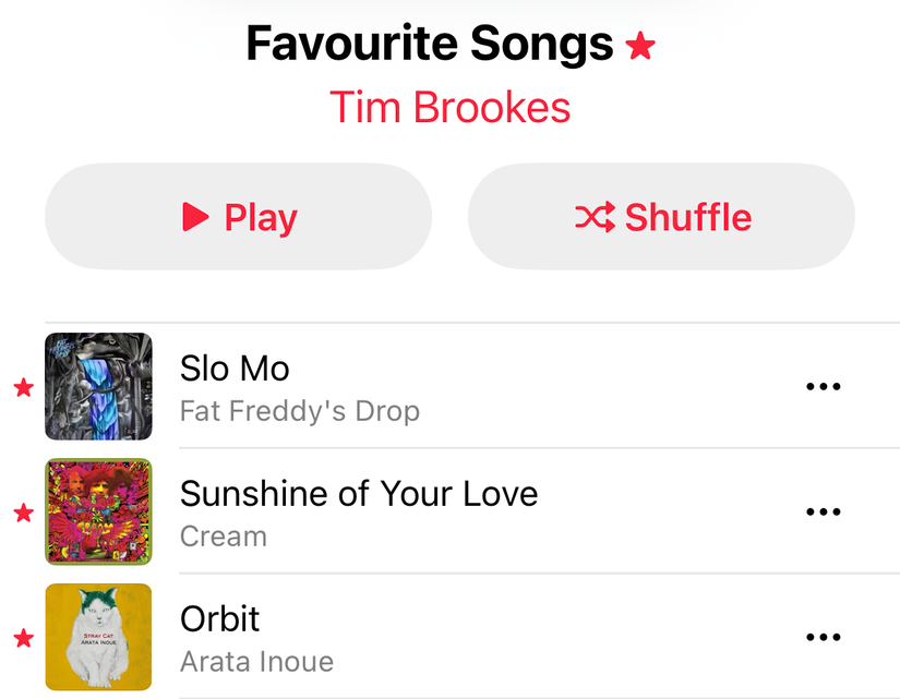 Músicas favoritas na Apple Music.