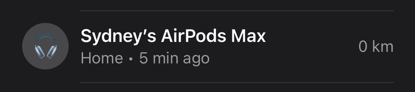 Find my headphones function for the AirPods Max headphones.