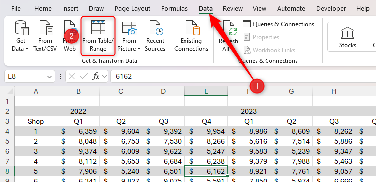 From the table or domain it is determined in the data tab on the Excel tape.