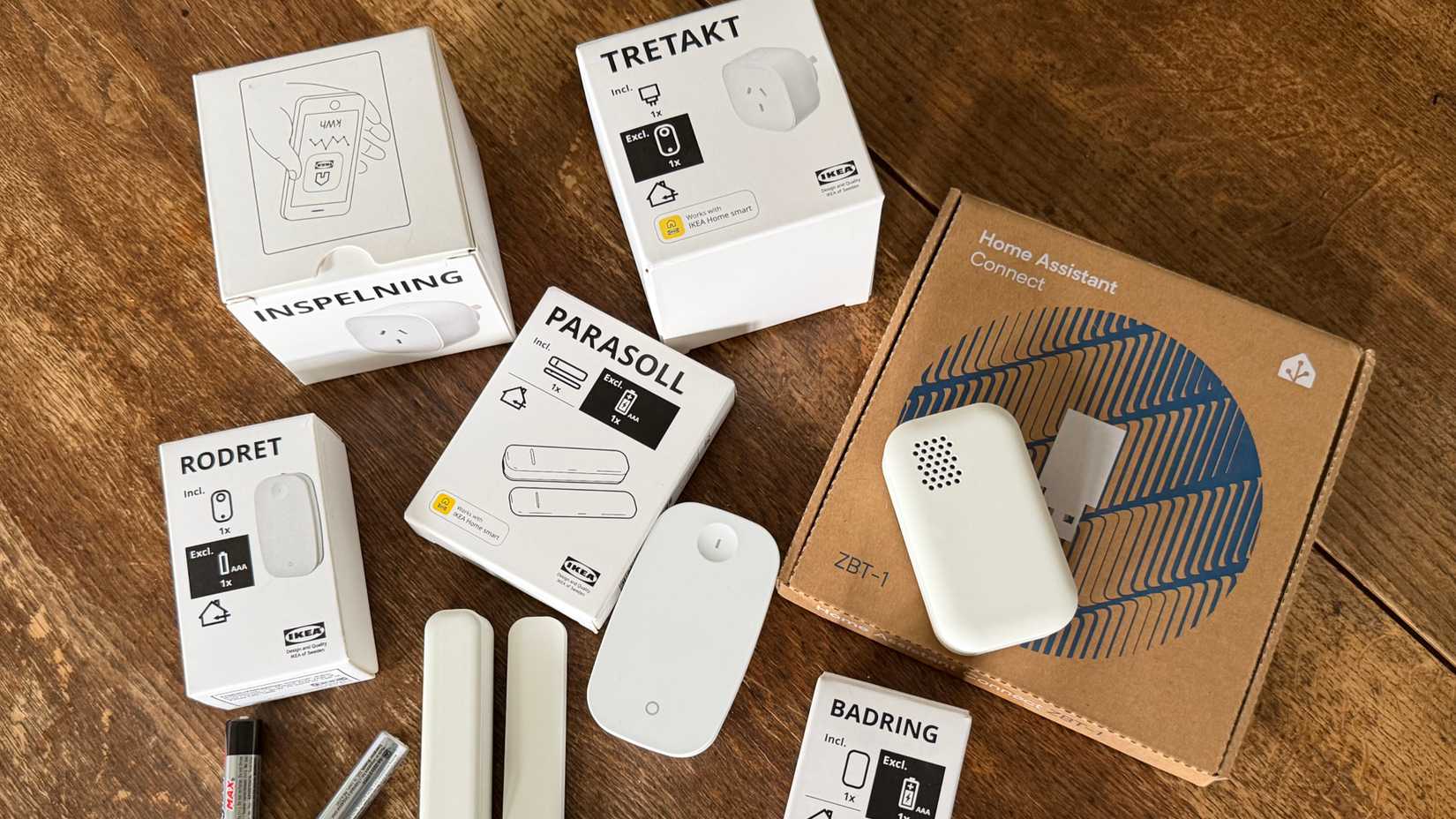 IKEA smart home haul viewed from above.