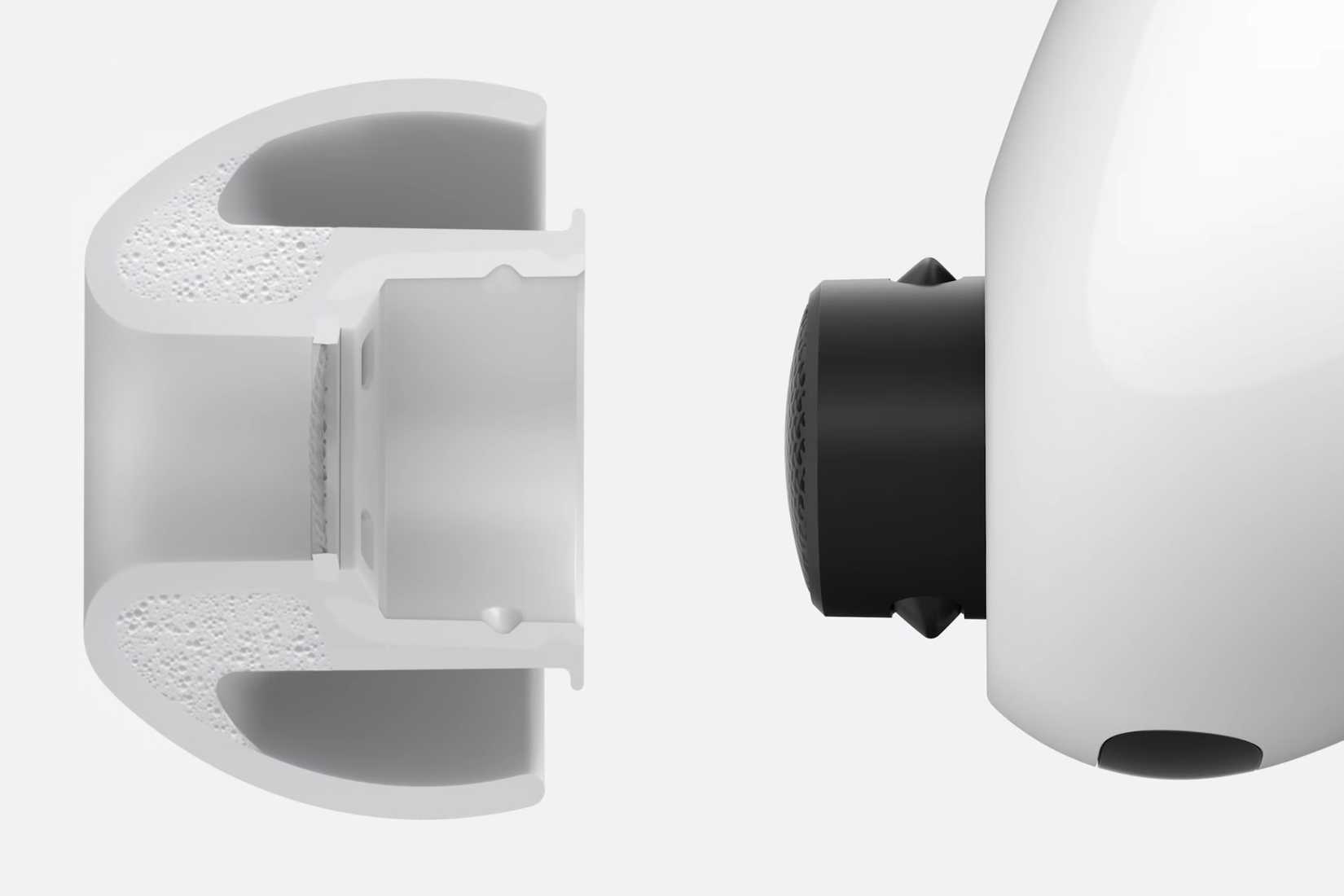 A foam-infused microsphere layer that improves noise cancellation of AirPods Pro 3.