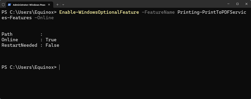Instalando o serviço de impressão para PDF.