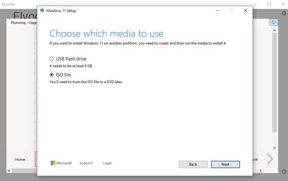 ISO File option in the Windows 11 Setup window.