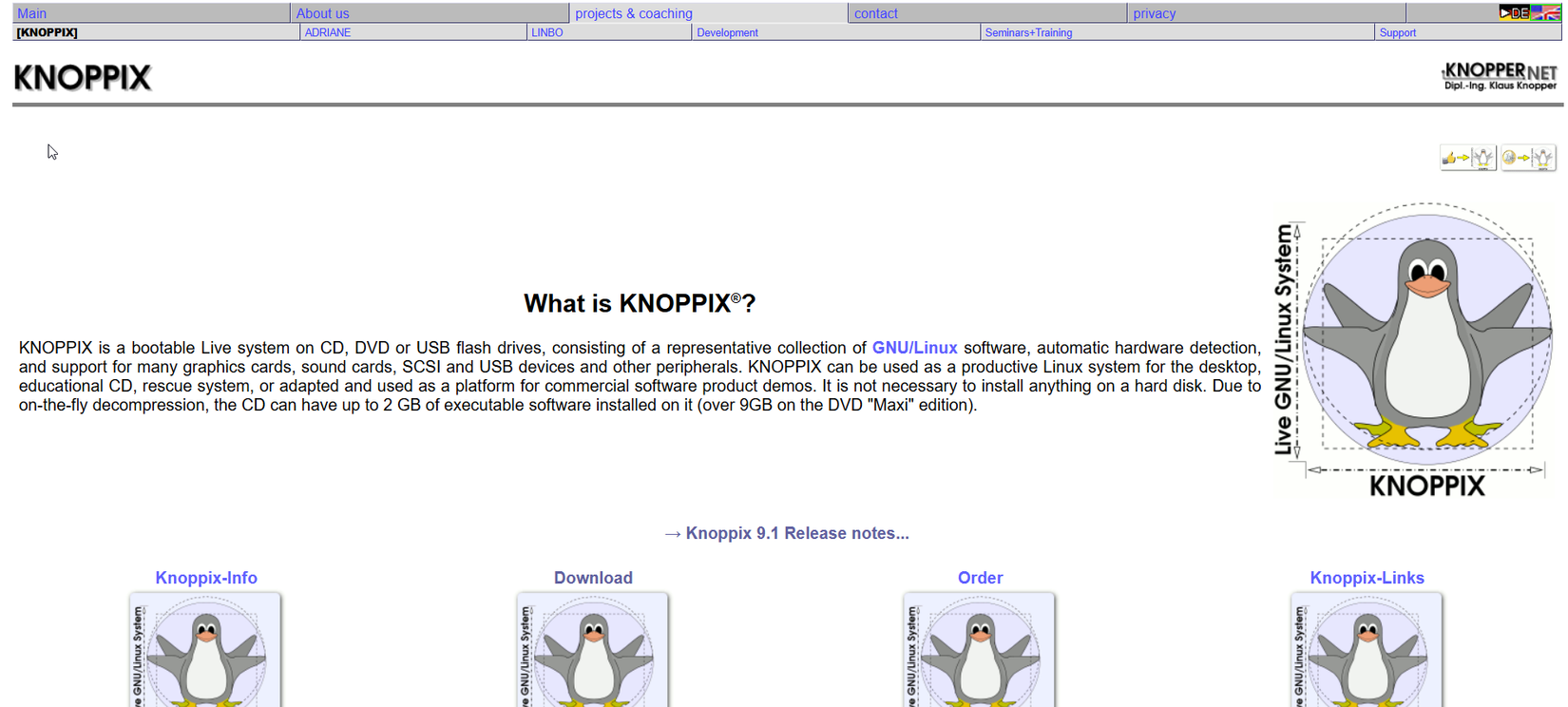 The official Knoppix homepage.