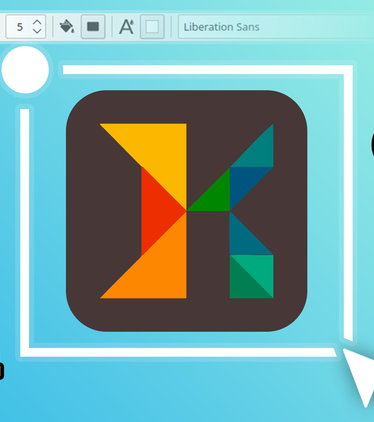 KSnip logo in a stylized interface with toolbar icons, a white cursor, and decorative emojis.