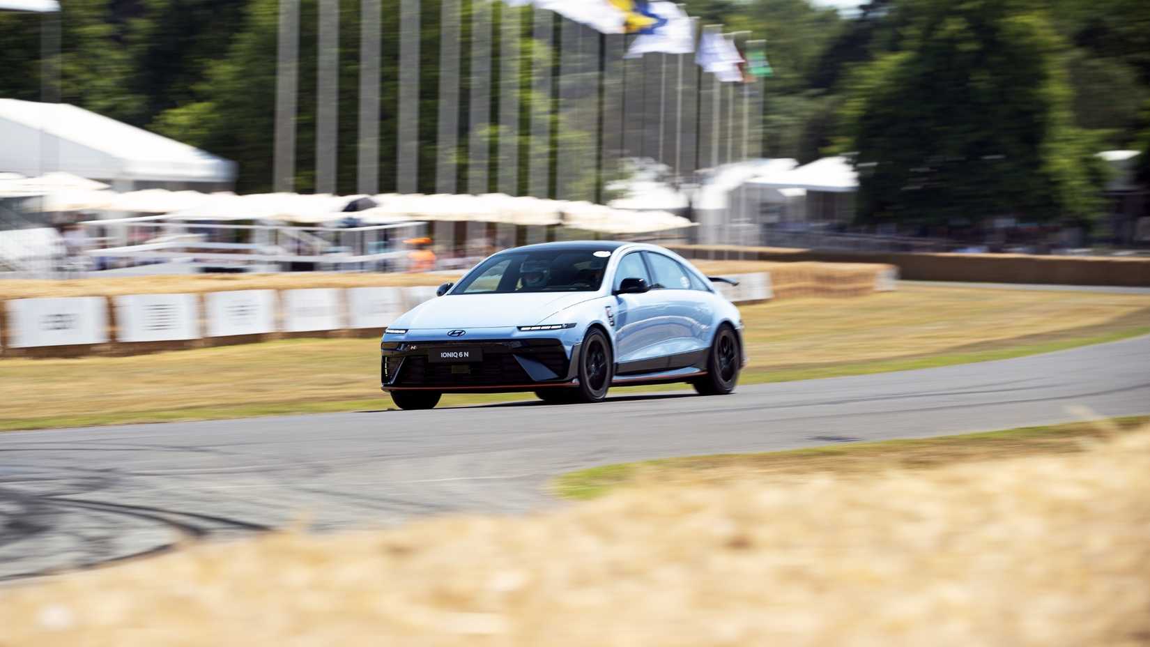 Front 3/4 shot of a 2026 Hyundai Ioniq 6 N 