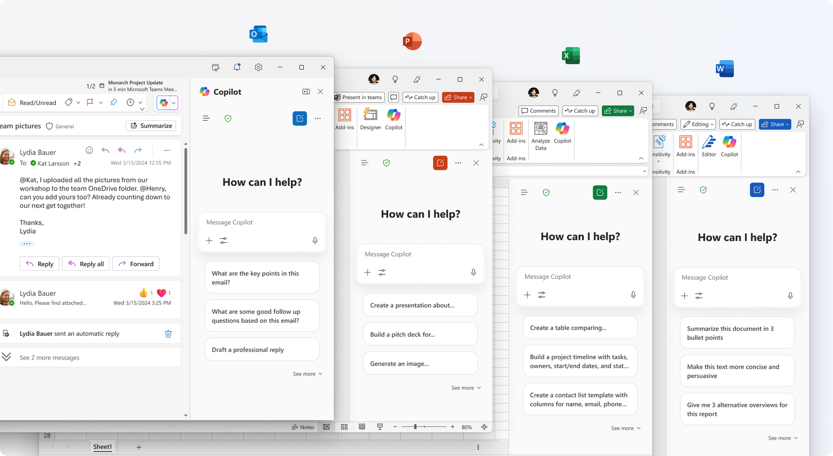 Copilot sidebar in office applications.
