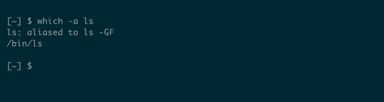 O Linux que comanda mostrando um alias para LS e um binário em /bin /ls.