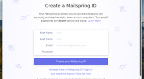 Mailspring asking you to create a Mailspring ID.