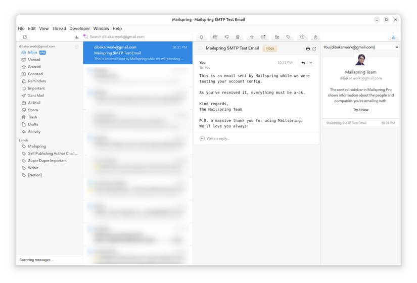 Mailspring client overview.