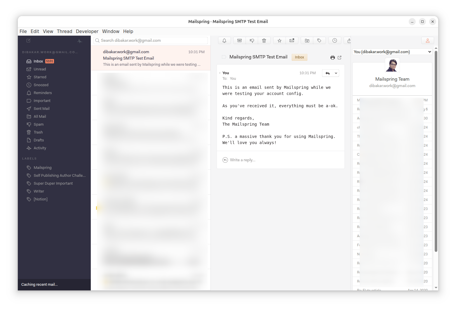 Mailspring darkside theme.