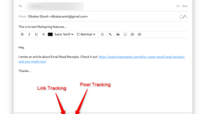 Mailspring email writer with read receipts and link tracking enabled.