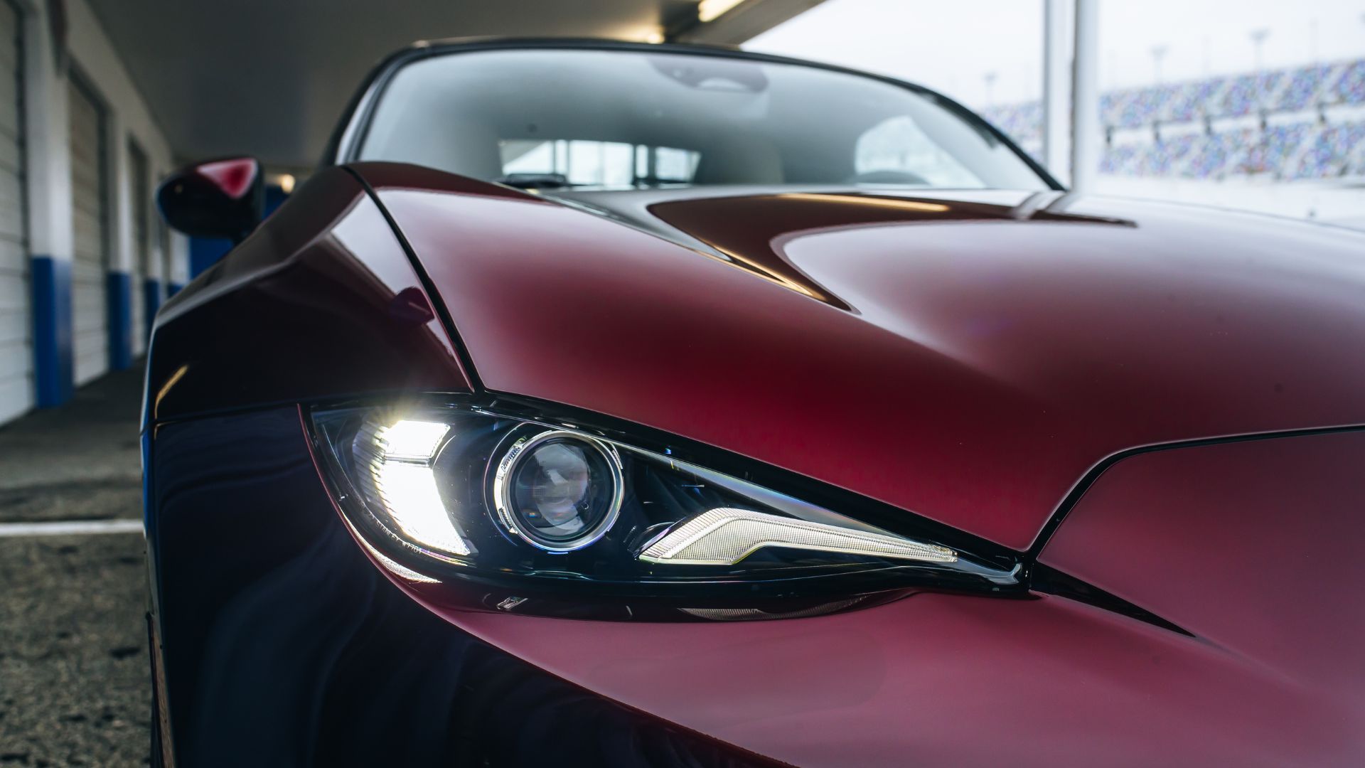 Close-up shot of the headlight on the Mazda MX-5 Miata 35th Anniversary Edition.