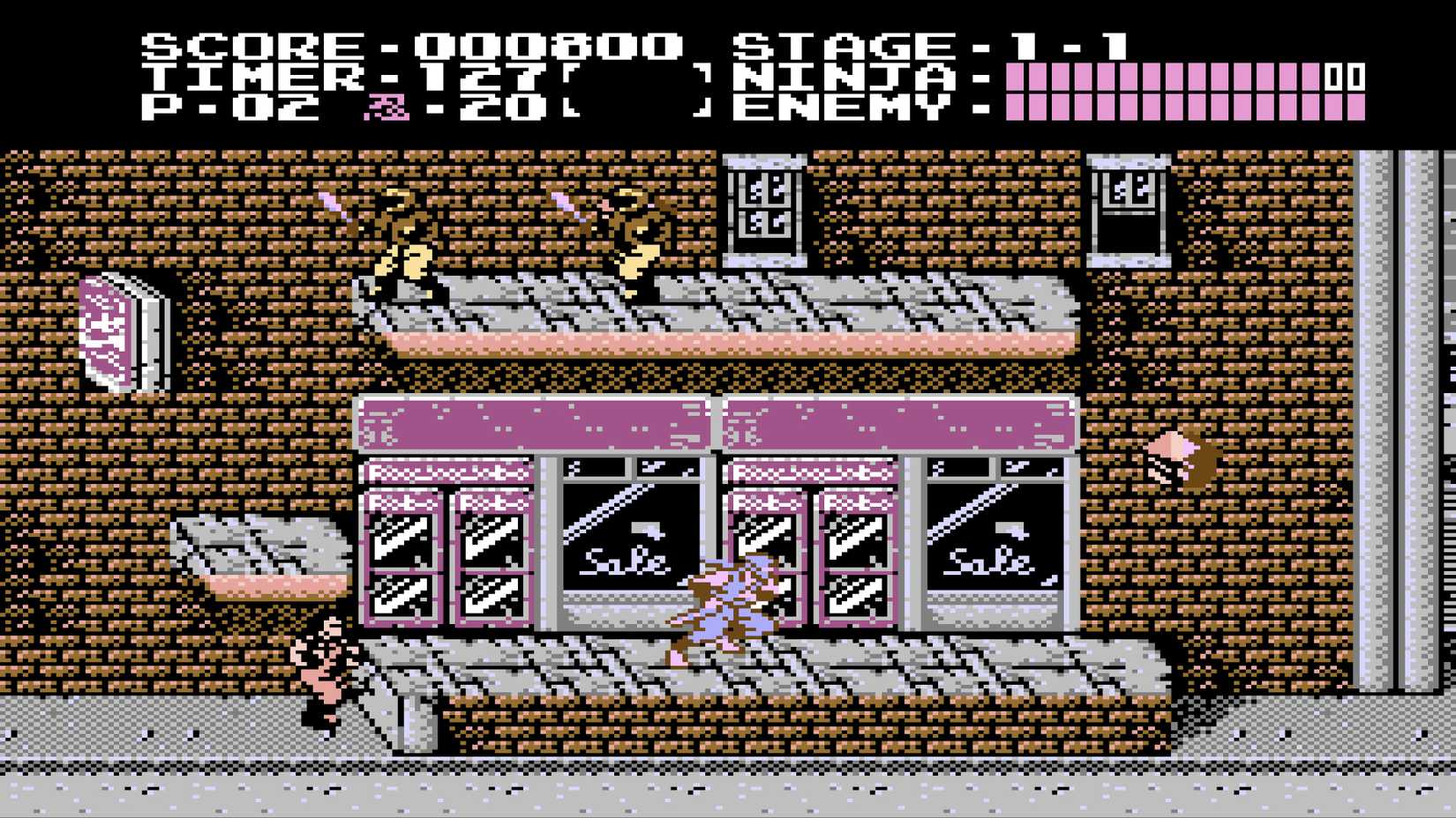 Jogabilidade da versão NES de Ninja Gaiden.