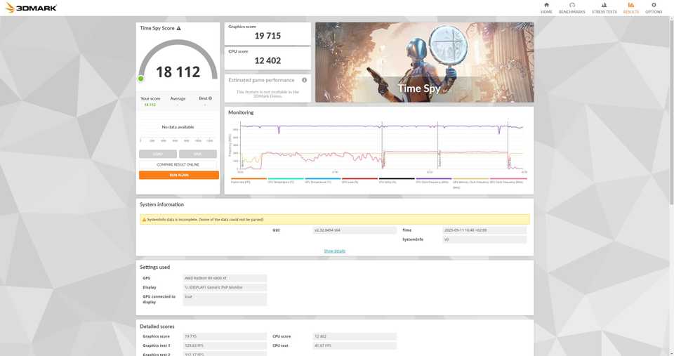A 3dMark score showing 18112.