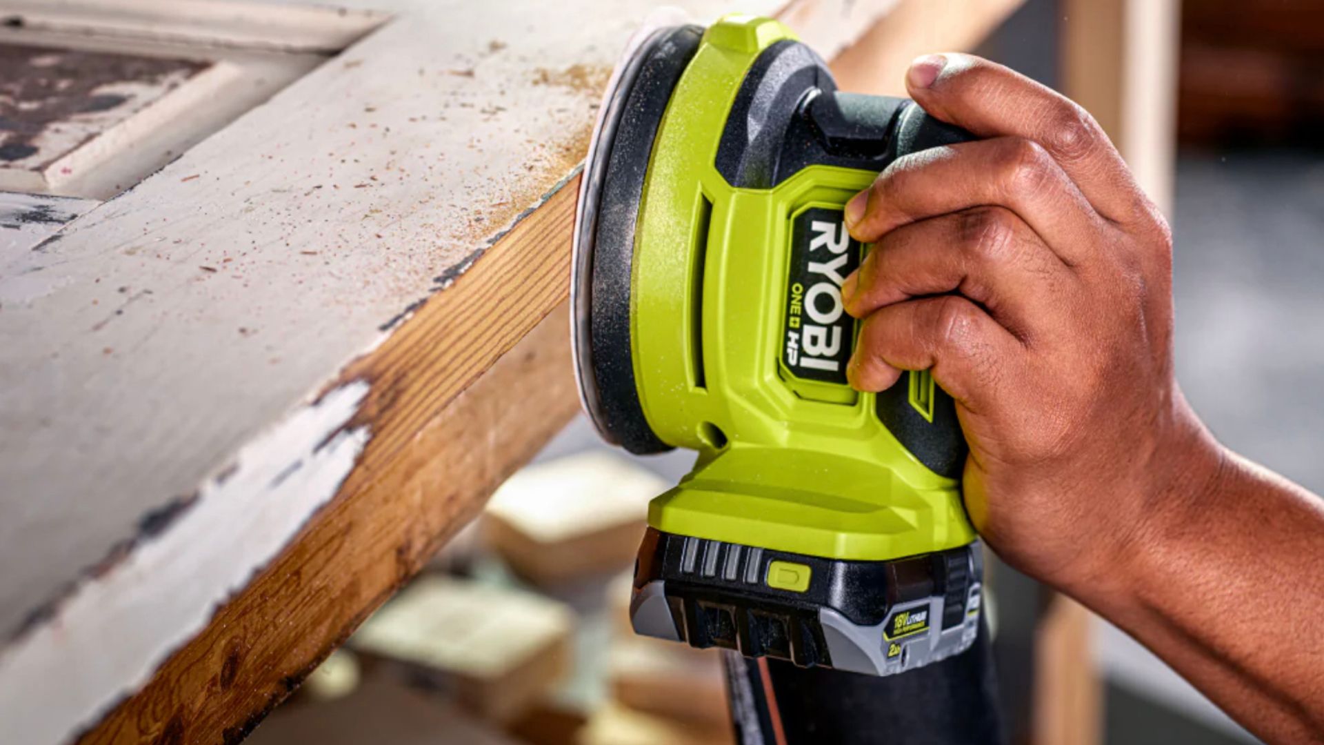orbit sander on a wood project