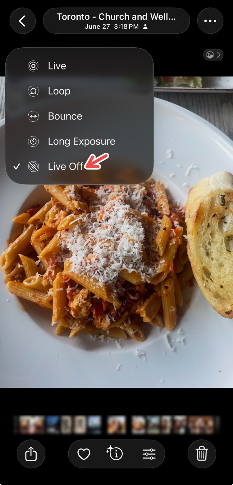 Disabling a Live Photo loop on the Photos app.