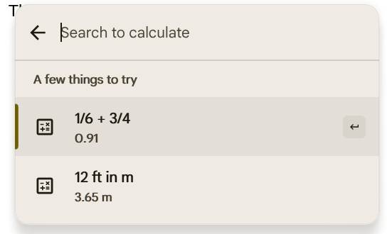 Usando o recurso de inserção rápida do Chromebook para fazer um cálculo ou conversão de unidade.