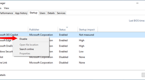 Right-click the app you want to disable, then click Disable in the context menu that appears.