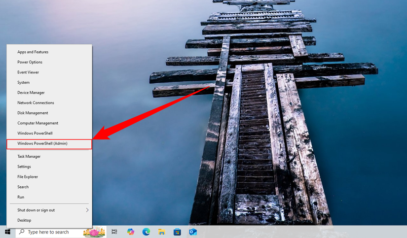 Running PowerShell or Command Prompt as admin from the Power User menu.