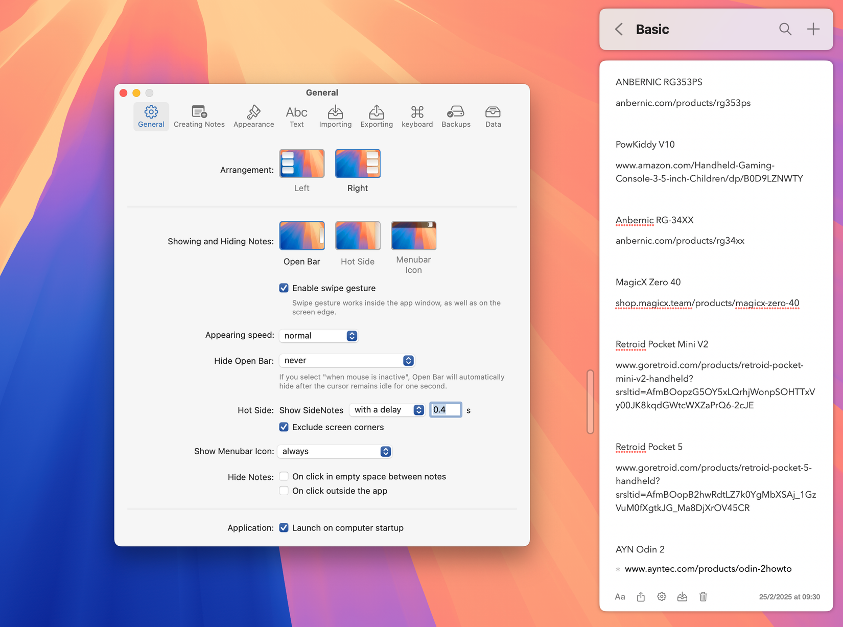 SideNotes for Mac.
