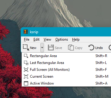 Different KSnip snapping modes.