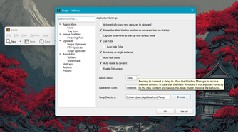 KSnip settings panel.