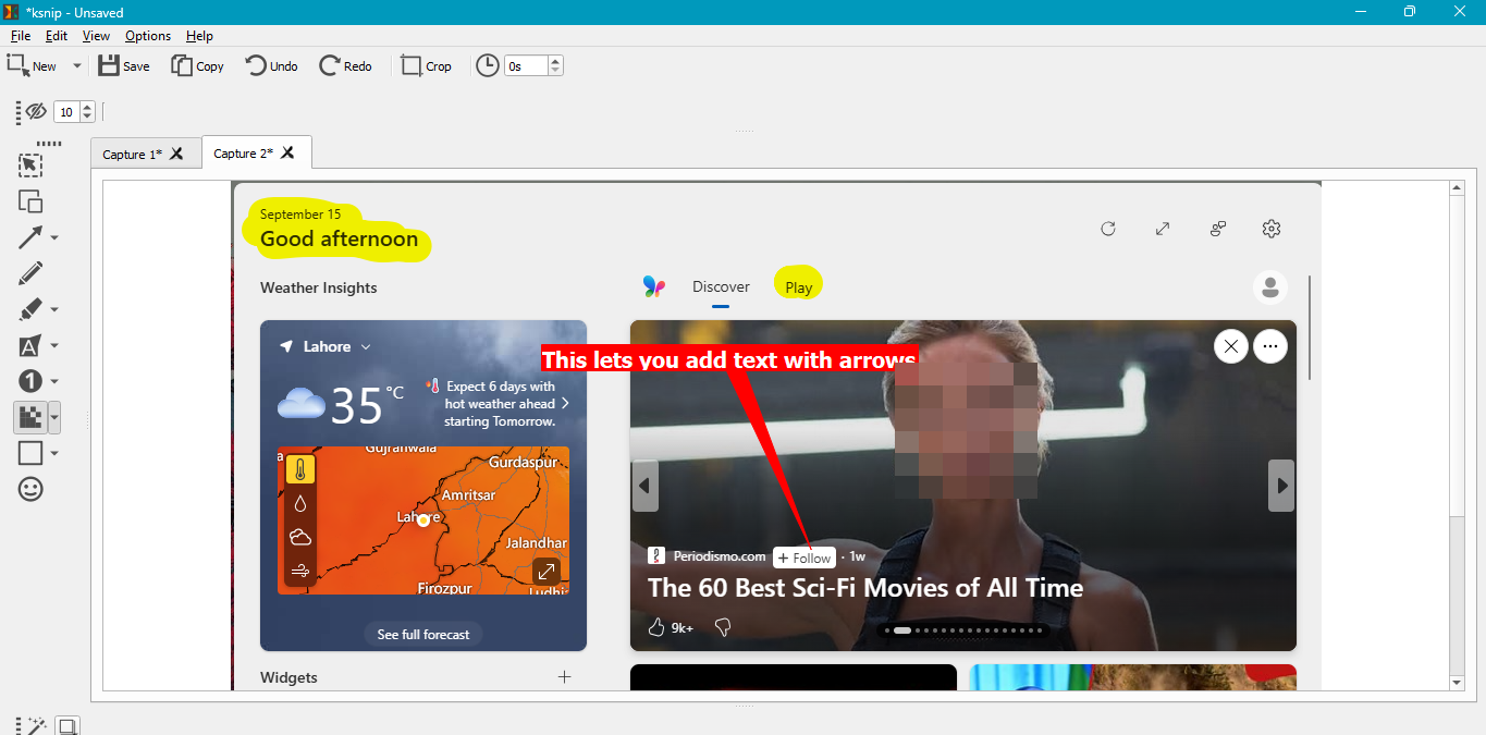Censoring information with KSnip.