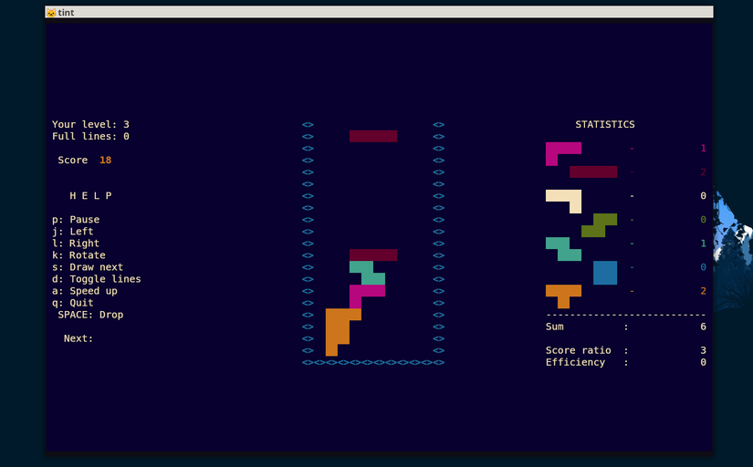 Bastet game running in Linux terminal