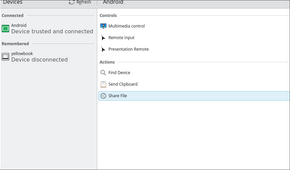 Sending a file to a phone with KDE Connect Linux.