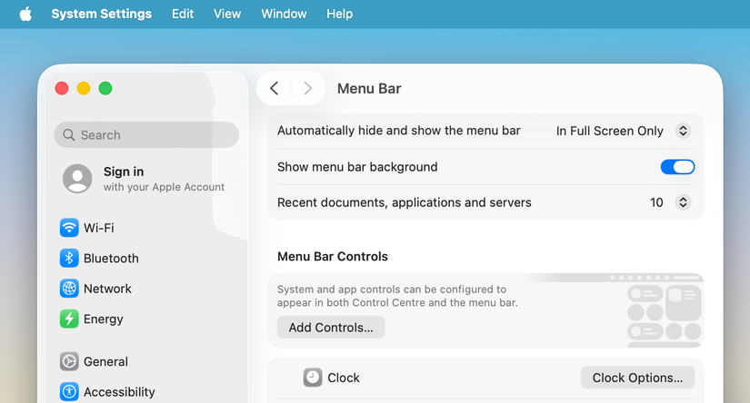 Show menu bar background in macOS 26.