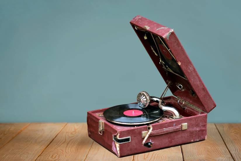 An old vintage record player,