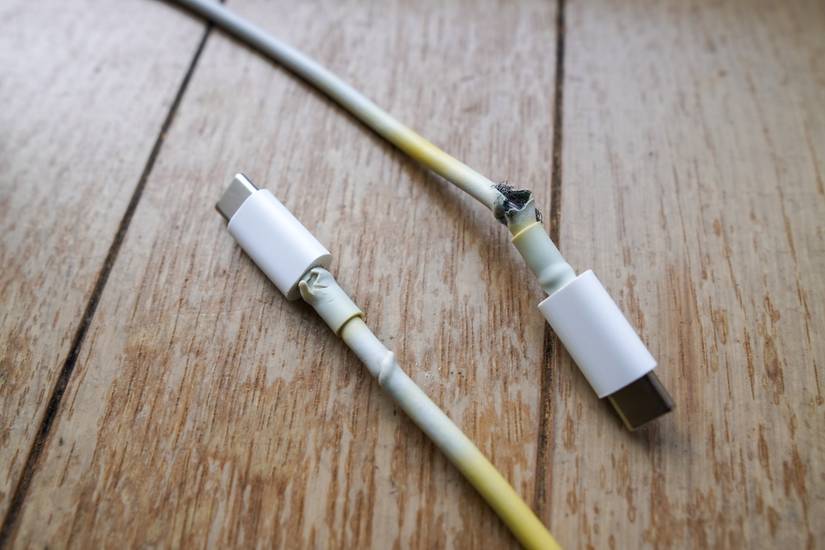 Frayed Apple USB-C cables.